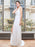 White Simple Wedding Dress Satin Fabric V-Neck Sleeveless Buttons Split A-Line Long Bridal Gowns