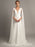 White Simple Wedding Dress Satin Fabric V-Neck Sleeveless Ruffles A-Line Long Bridal Gowns