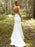White Simple Wedding Dress Spaghetti Straps Satin Fabric V-Neck Sleeveless Ruffles Mermaid Bridal Dresses