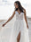 White Simple Wedding Dress V-Neck Sleeveless Backless Natural Waist Lace Chiffon A-Line Long Bridal Dresses