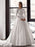 White Simple Wedding Dress With Train A-Line Jewel Neck Long Backless Sleeves Satin Fabric Bridal Gowns