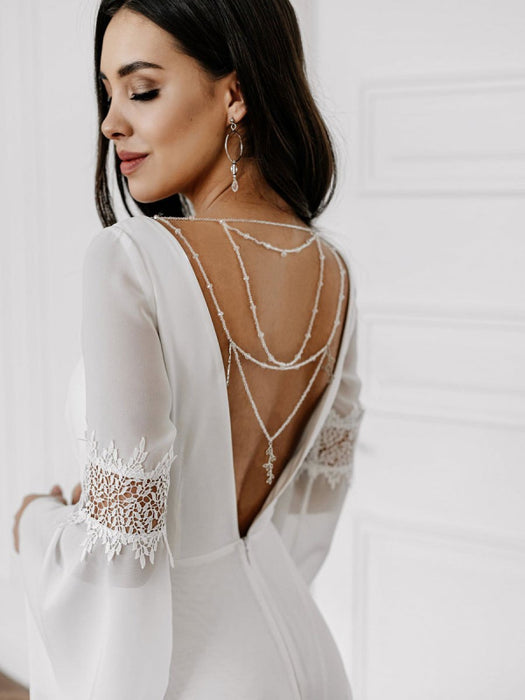 white backless chain dress Women's Cream Woven Tailored Chain Back Detail Mini Dress
