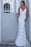 White Spaghetti Strap V Neck Mermaid Sexy Backless Lace Prom Dress - Prom Dresses