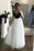 White Tulle Halter Prom A Line Sleeveless Long Party Dress with Beading - Prom Dresses