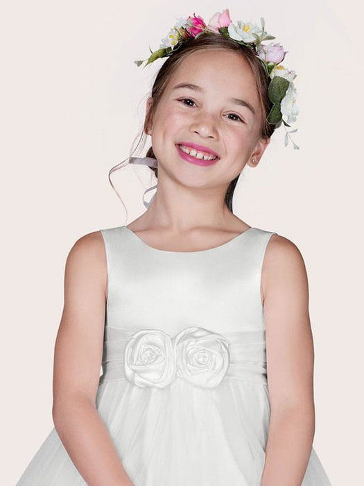 Flower Girl Dresses White Tulle Jewel Neck Sleeveless Formal Kids Pageant Dresses