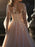 White Wedding Dresses A-line Court Train Long Sleeves Single Thread Tulle Buttons Illusion Neckline Bridal Gowns