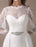 White Wedding Dresses Long Sleeve Lace Chiffon Beading Sash Illusion Beach Bridal Dress With Train