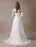 White Wedding Dresses Long Sleeve Lace Chiffon Beading Sash Illusion Beach Bridal Dress With Train
