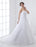 White Wedding Dresses Strapless Bridal Gown Lace Beading Side Draped Bridal Dress With Train