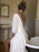 White Wedding Dresses With Train A Line Floor Length 3/4 Length Sleeves Pleated V Neck Bridal Dresses