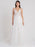 White Wedding Gowns Chapel Train A-Line Sleeveless Spaghetti Straps Matte Satin V-Neck Lace Bridal Gowns