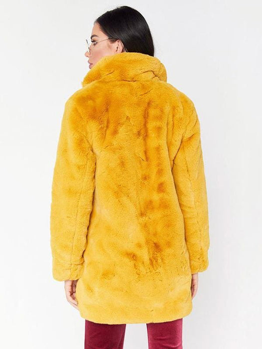 Winter Daily Regular Stand Long Faux Fur Coats - womens furs & leathers