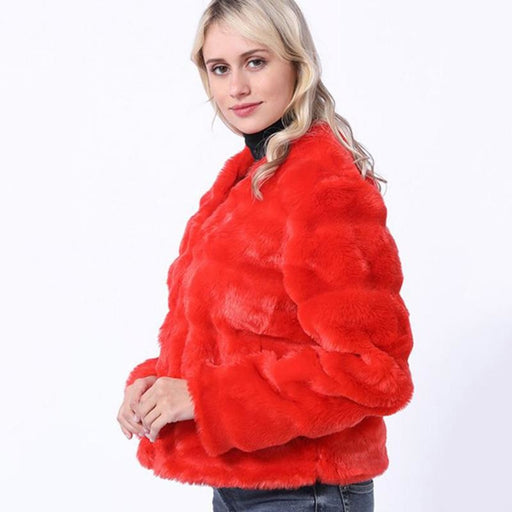 Winter Red Womens Winter Short Fur Coat - womens furs & leathers