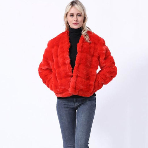 Winter Red Womens Winter Short Fur Coat - womens furs & leathers