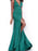 Women Evening Gown Forest Green V Neck Backless Polyester Split Maxi Party Dress