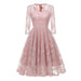 Women Evening Party Pink Purple Hollow Floral Lace Dress - Pink / S - lace dresses