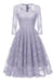 Women Evening Party Pink Purple Hollow Floral Lace Dress - Purple / S - lace dresses