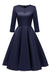 Women Fall Evening Party Work Satin Lace Dress - Dark Blue Dress / S - lace dresses