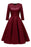 Women Fall Evening Party Work Satin Lace Dress - Burgundy Dress / S - lace dresses