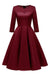Women Fall Evening Party Work Satin Lace Dress - Burgundy Dress / S - lace dresses