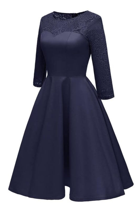 Women Fall Evening Party Work Satin Lace Dress - lace dresses