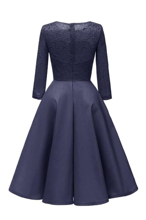 Women Fall Evening Party Work Satin Lace Dress - lace dresses