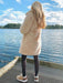 Women Faux Fur Coats Apricot Long Sleeves Turndown Collar Casual Long Winter Coat