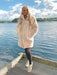 Women Faux Fur Coats Apricot Long Sleeves Turndown Collar Casual Long Winter Coat