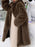 Women Faux Fur Coats Apricot Long Sleeves Turndown Collar Casual Long Winter Coat