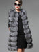Women Faux Fur Vest Sleeveless Jacket Grey Quilted Gilet