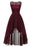 Women Sexy Asymmetrical Chiffon Lace Long Dresses - Burgundy / S - lace dresses