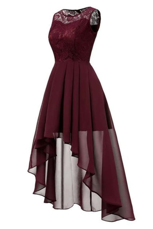 Women Sexy Asymmetrical Chiffon Lace Long Dresses - lace dresses