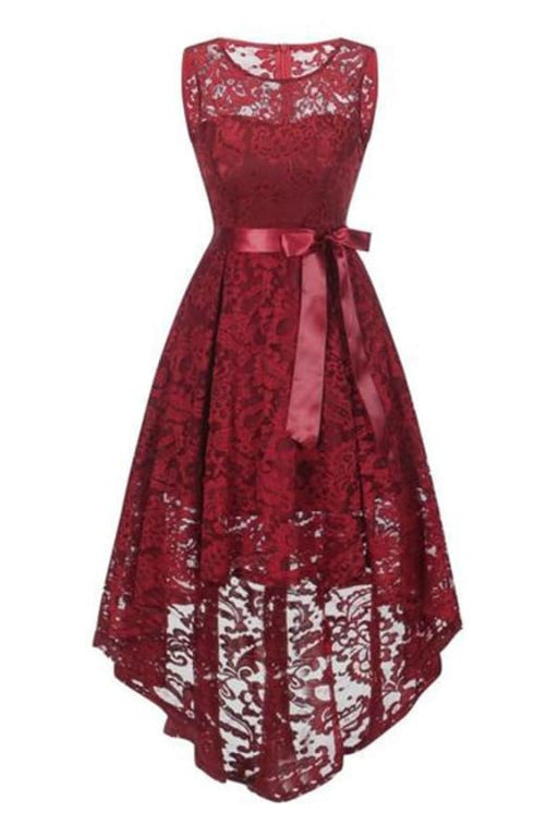 Women White Lace Elegance Wedding Bridesmaid Girl Dresses - Burgundy / S - lace dresses