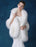 Women Wool Poncho Faux Fur 3/4 Sleeves White Poncho Women