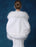 Women Wool Poncho Faux Fur 3/4 Sleeves White Poncho Women