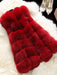 Women's Coats Pink Sleeveless Faux Fur Coat Layered Winter Coat
