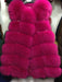 Women's Coats Pink Sleeveless Faux Fur Coat Layered Winter Coat