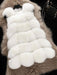 Women's Coats Pink Sleeveless Faux Fur Coat Layered Winter Coat