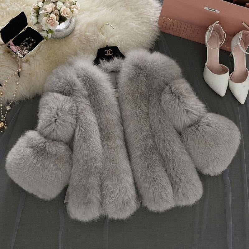Womens Daily Basic Street Winter Faux Fur Coat - S / Grey - womens furs & leathers
