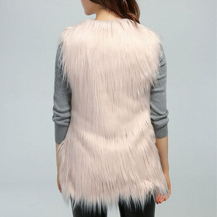 Womens Daily Fall & Winter Faux Fur Vest Coat - S / Light Pink - womens furs & leathers