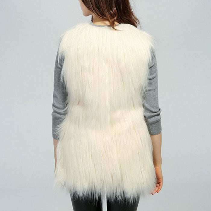 Womens Daily Fall & Winter Faux Fur Vest Coat - womens furs & leathers