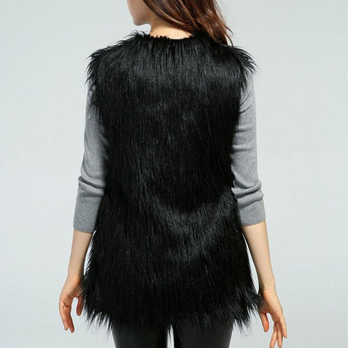Womens Daily Fall & Winter Faux Fur Vest Coat - womens furs & leathers