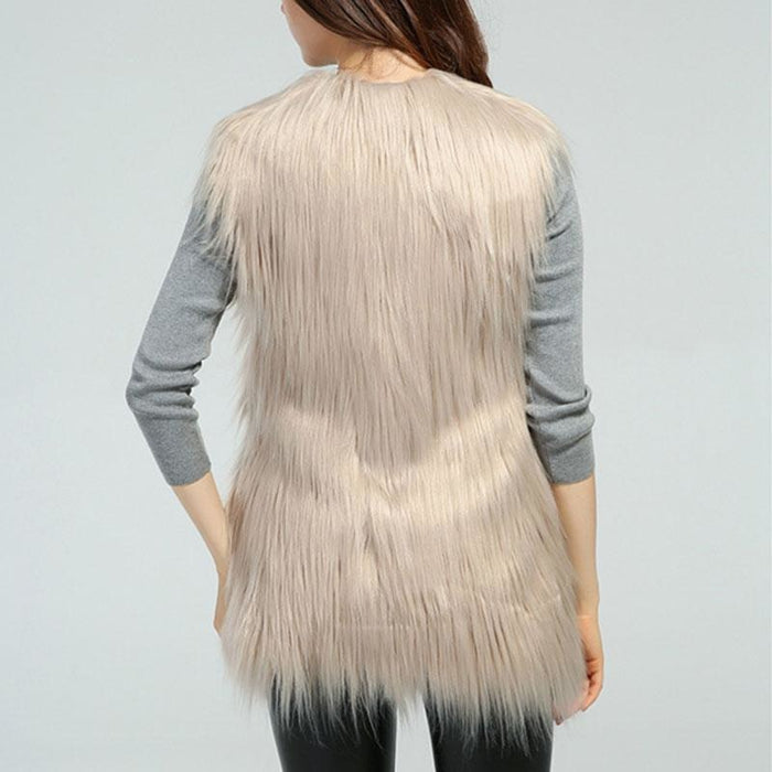 Womens Daily Fall & Winter Faux Fur Vest Coat - S / Taupe - womens furs & leathers