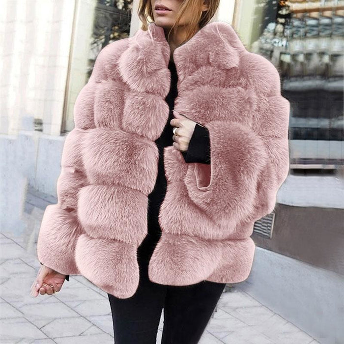 Womens Daily Street Winter Regular Faux Fur Coat - S / Pink - womens furs & leathers
