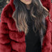 Womens Daily Winter Hooded Faux Fur Coat - S / Burgundy - womens furs & leathers
