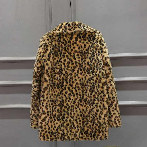 Womens Fall & Winter Leopard Daily Faux Fur Coat - womens furs & leathers