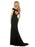 Women's Formal Dress Black Backless Velour Floor-Length Split Formal Dress Gossip Gowns