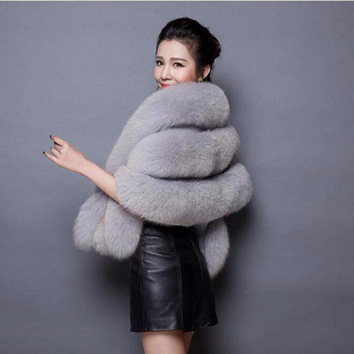 Womens Going out Winter Short Fur Coat - Free Size / Grey - womens furs & leathers
