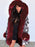 Womens Hooded Camouflage Faux Fur Coats - Burgundy / S - womens furs & leathers