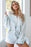 Womens Tie Dye Printed Ruffle Short Pajamas Set Long Sleeve Nightwear Sleepwear - robes